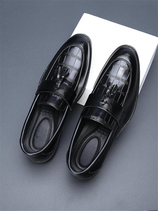 Vintage Crocodile Print Tassel Loafers for Men - Slip-On Dress Shoes, Casual main image 5
